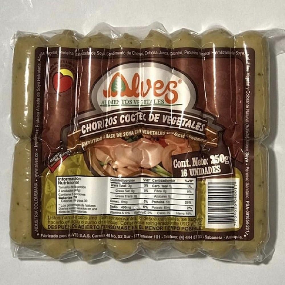 Chorizos Cóctel de Vegetales Gluten Free Alimentos sin Gluten